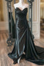 Black Satin Sweetheart Pleats Formal Prom Dress
