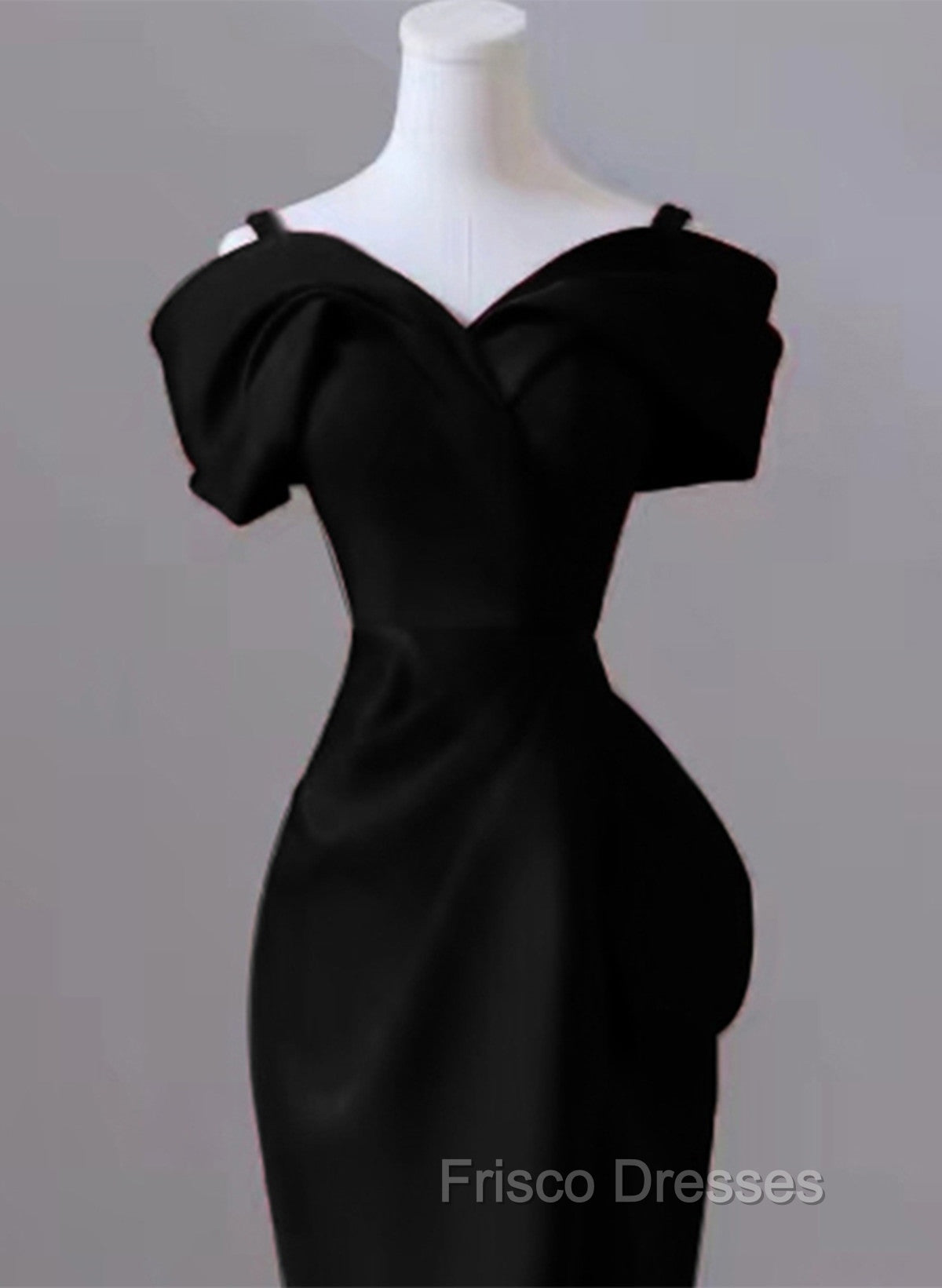 Black Satin Sweetheart Straps Long Formal Dress, Black Long Formal Prom Dress