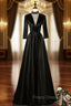 Black Satin Velvet Short Sleeve Formal Prom Dress