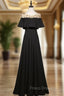 Black Scoop Neck Beading Formal Prom Dress