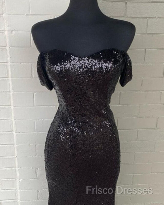 Black Sequin Off Shoulder Mermaid Dress Secondary image