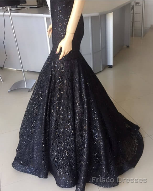 Black Sequin Pattern Prom Dresses Mermaid V-Neck Secondary image