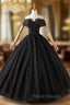 Black Sequins Off the Shoulder Appliques Quinceanera Dress