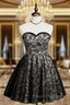 Black Sequins Tulle Sweetheart Homecoming Dress