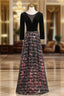 Black Sequins Velvet Long Sleeve Formal Prom Dress