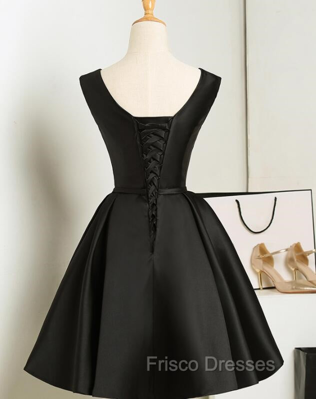 Black Short V-neckline Knee Length Party Dress, Black Homecoming Dress Formal Prom Dress