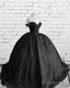 Black Sparkly Ball Gown Dress With 3D Flowers