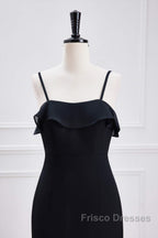 Black Straps Ruffle Multi-Layer Chiffon Maxi Dress