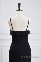 Black Straps Ruffle Multi-Layer Chiffon Maxi Dress