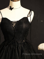 Black Straps Tulle Short Homecoming Dress Formal Prom Dress, Little Black Party Dress