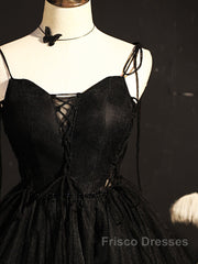 Black Straps Tulle Short Homecoming Dress Formal Prom Dress, Little Black Party Dress