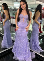 Black Sweetheart Lace Appliques Mermaid Long Prom Dress