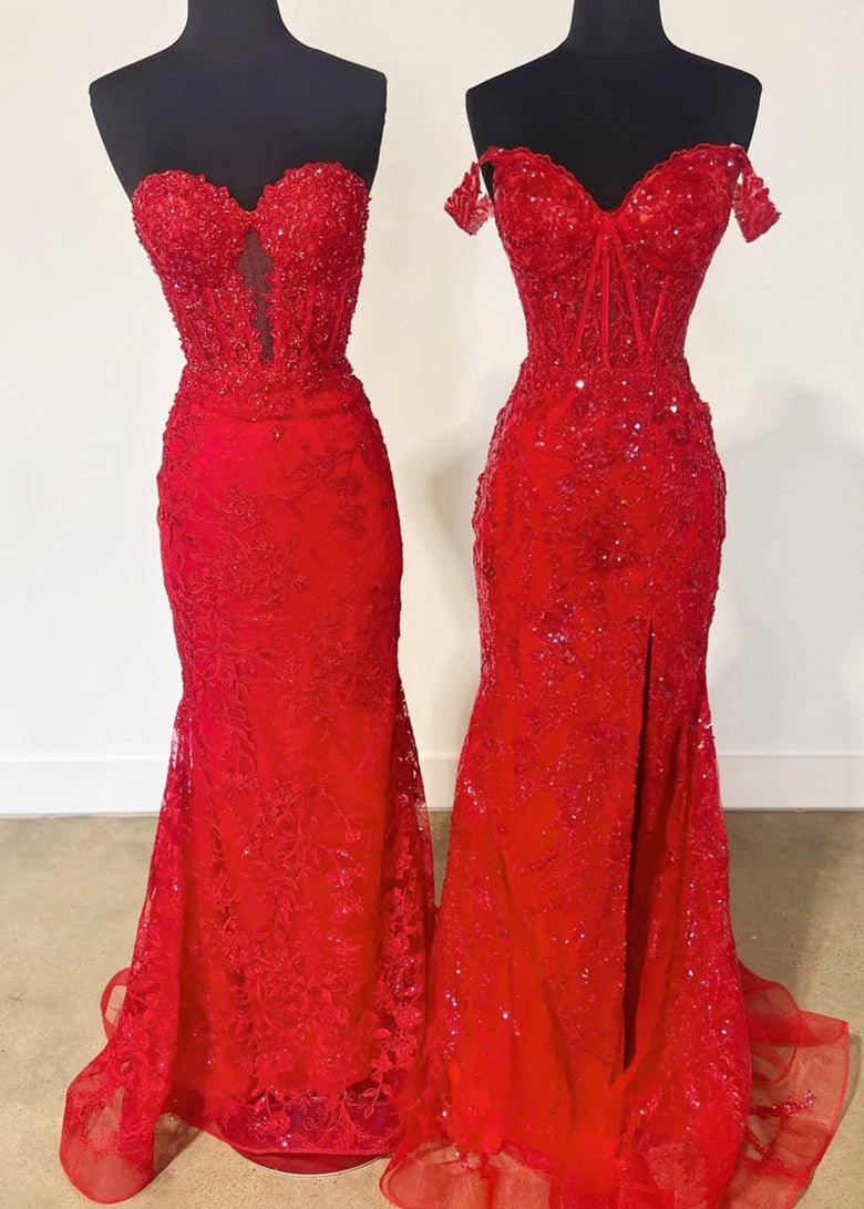 Black Sweetheart Lace Appliques Mermaid Long Prom Dress