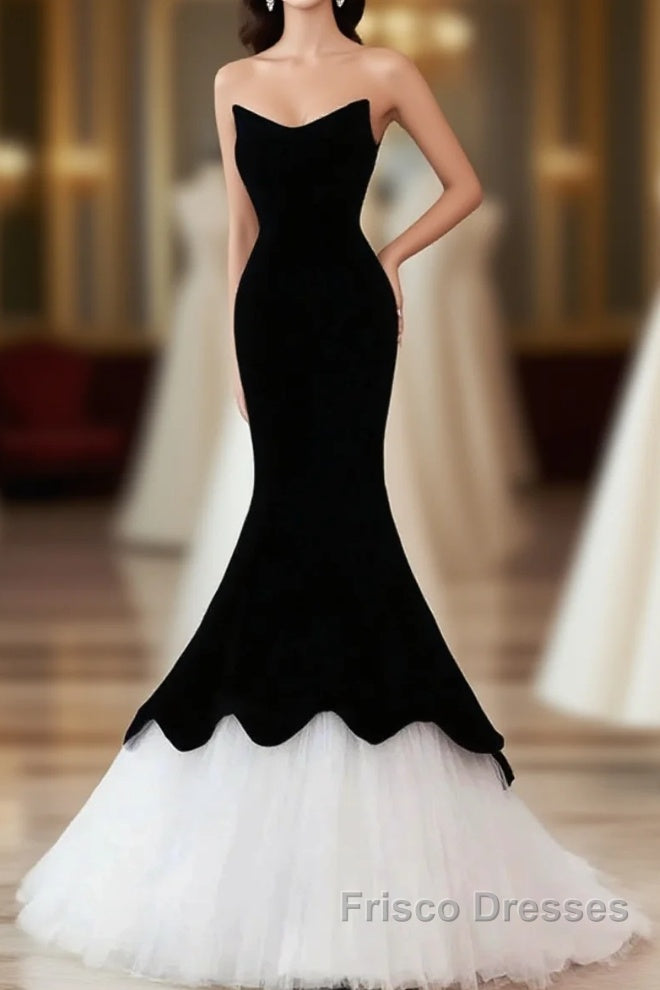 Black Sweetheart Mermaid Tulle Formal Prom Dress