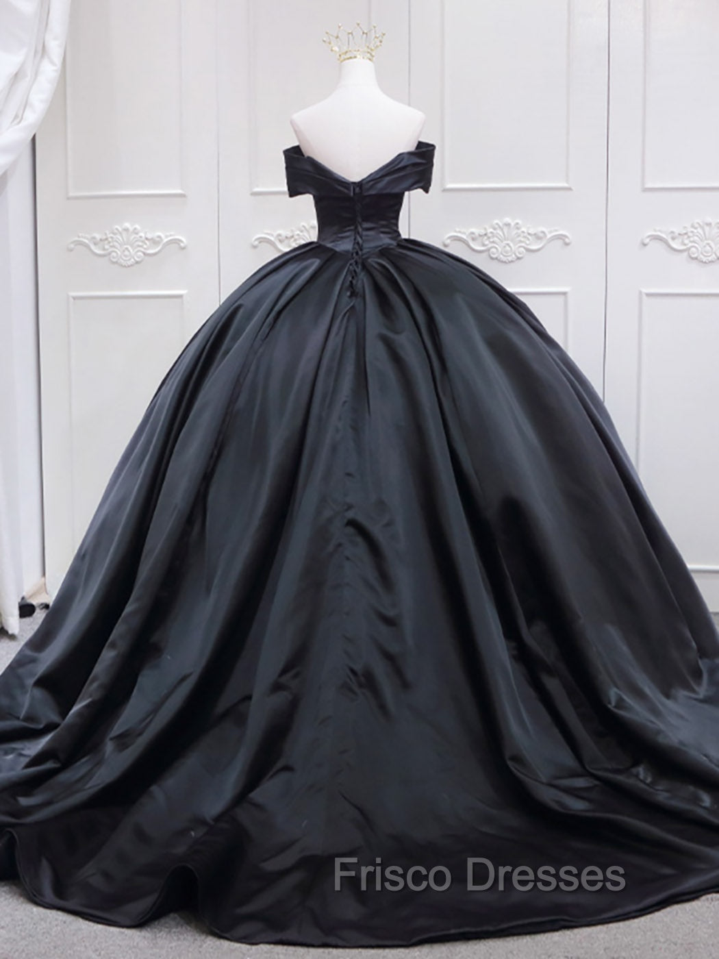 Black Sweetheart Neck Satin Long Formal Prom Gown, Black Sweet 16 Dress