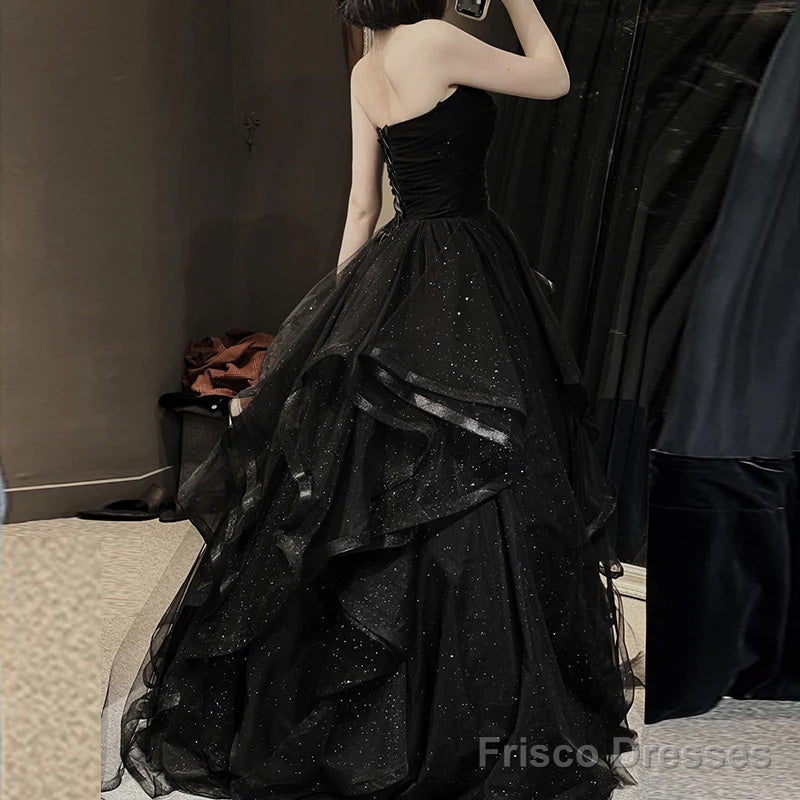 Black Sweetheart Tulle Long Evening Gown, Black Party Dress Prom Dress Secondary image