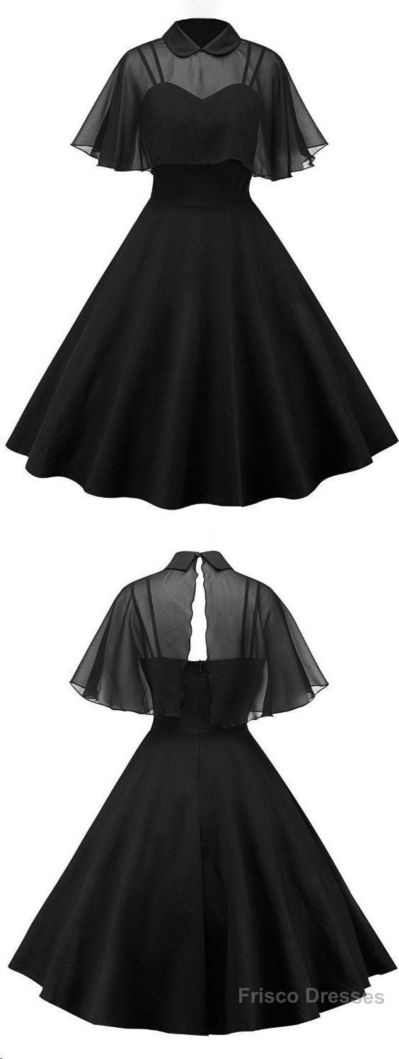 Black Tea Length Homecoming Dress , Charming Dress