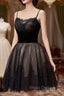 Black Tulle and Lace Straps Short Party Dress, Black Homecoming Dress