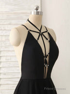 Black Tulle Backless Long Prom Dress, Black Evening Dress