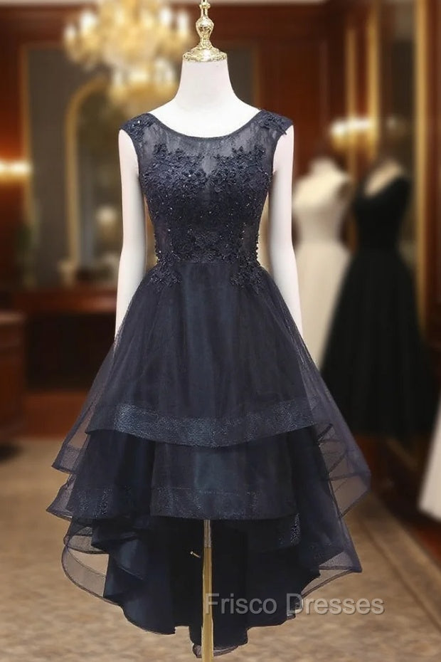 Black Tulle Appliques Beading Formal Prom Dress Main image