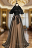 Black Tulle High Neck Beading Backless Formal Prom Dress