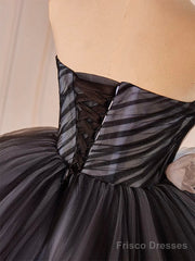 Black Tulle Long Prom Gown, Black Tulle Evening Dress