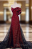 Black Tulle Off the Shoulder Bow Formal Prom Dress