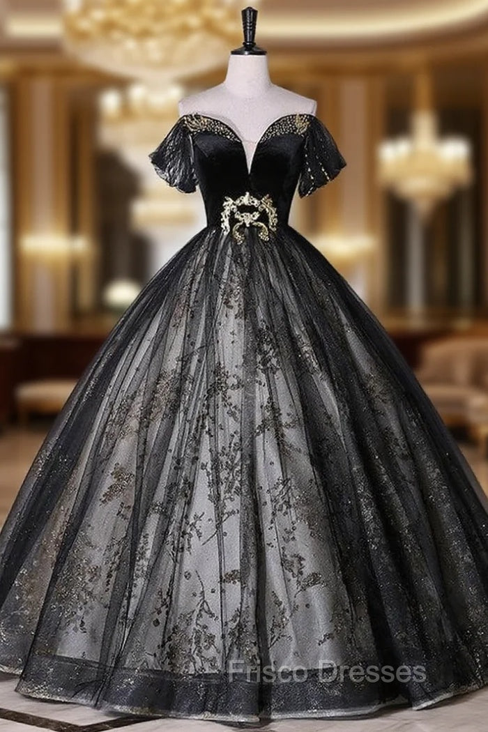 Black Tulle Sequins Beading Quinceanera Dress Main image