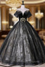 Black Tulle Sequins Beading Quinceanera Dress
