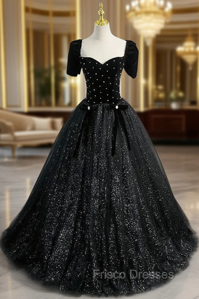 Black Tulle Sequins Strapless Formal Prom Dress Main image