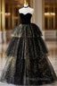 Black Tulle Sequins Velvet Sweetheart Formal Prom Dress