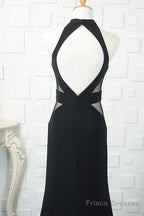 Black Tulle Sheath/Column Floor-Length Prom Dresses