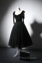 Black Tulle Short Formal Prom Dress, Black Tulle Formal Dress
