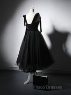 Black Tulle Short Formal Prom Dress, Black Tulle Formal Dress