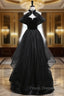 Black Tulle Strapless Formal Prom Dress Detachable Neck