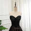 Black Tulle Sweetheart A-line Formal Dress with Lace, Black Long Formal Prom Dress