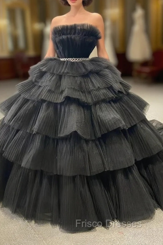 Black Tulle Sweetheart Beading Formal Prom Dress Main image