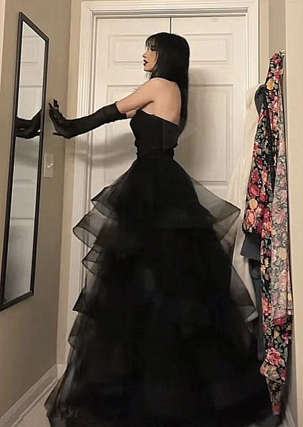 Black Tulle Sweetheart Layers Long Party Dress, Black Tulle Long Prom Dress Secondary image
