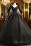 Black Tulle V-neck Short Sleeve Beading Quinceanera Dress