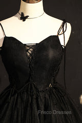 Black V-Neck Tulle Short Formal Prom Dress, Black A-Line Homecoming Party Dress