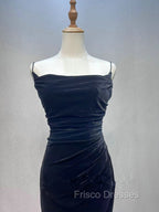 Black Velvet A-line Straps Wedding Party Dress, Black Long Evening Dress Formal Prom Dress