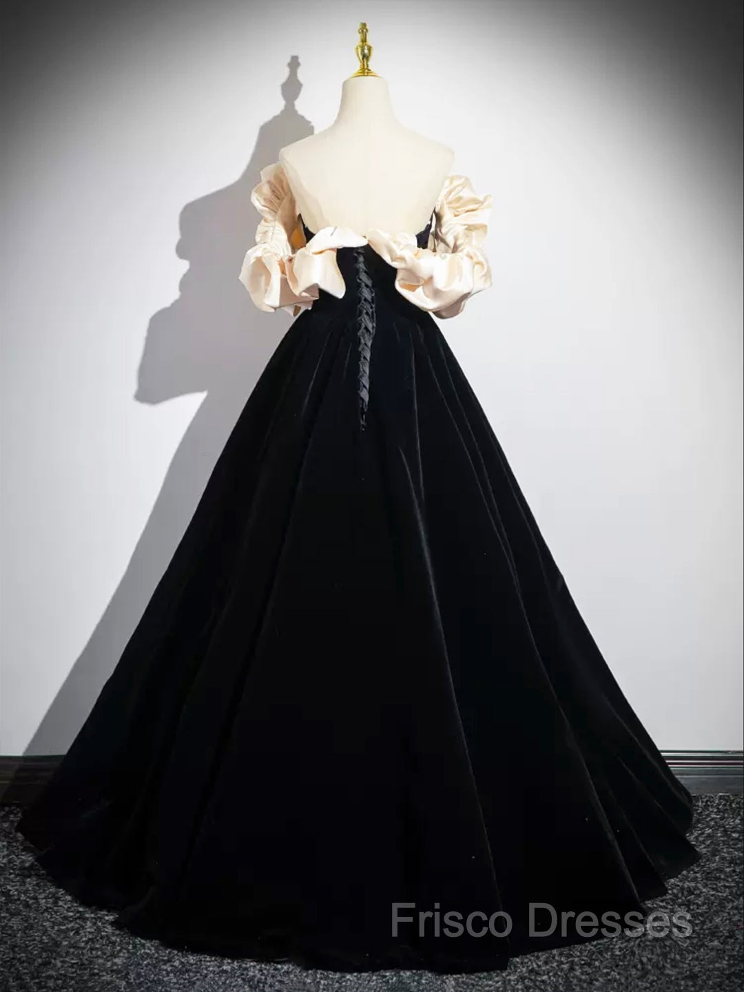 Black Velvet Floor Length Formal Prom Dress, Off The Shoulder A-Line Formal Party Dress