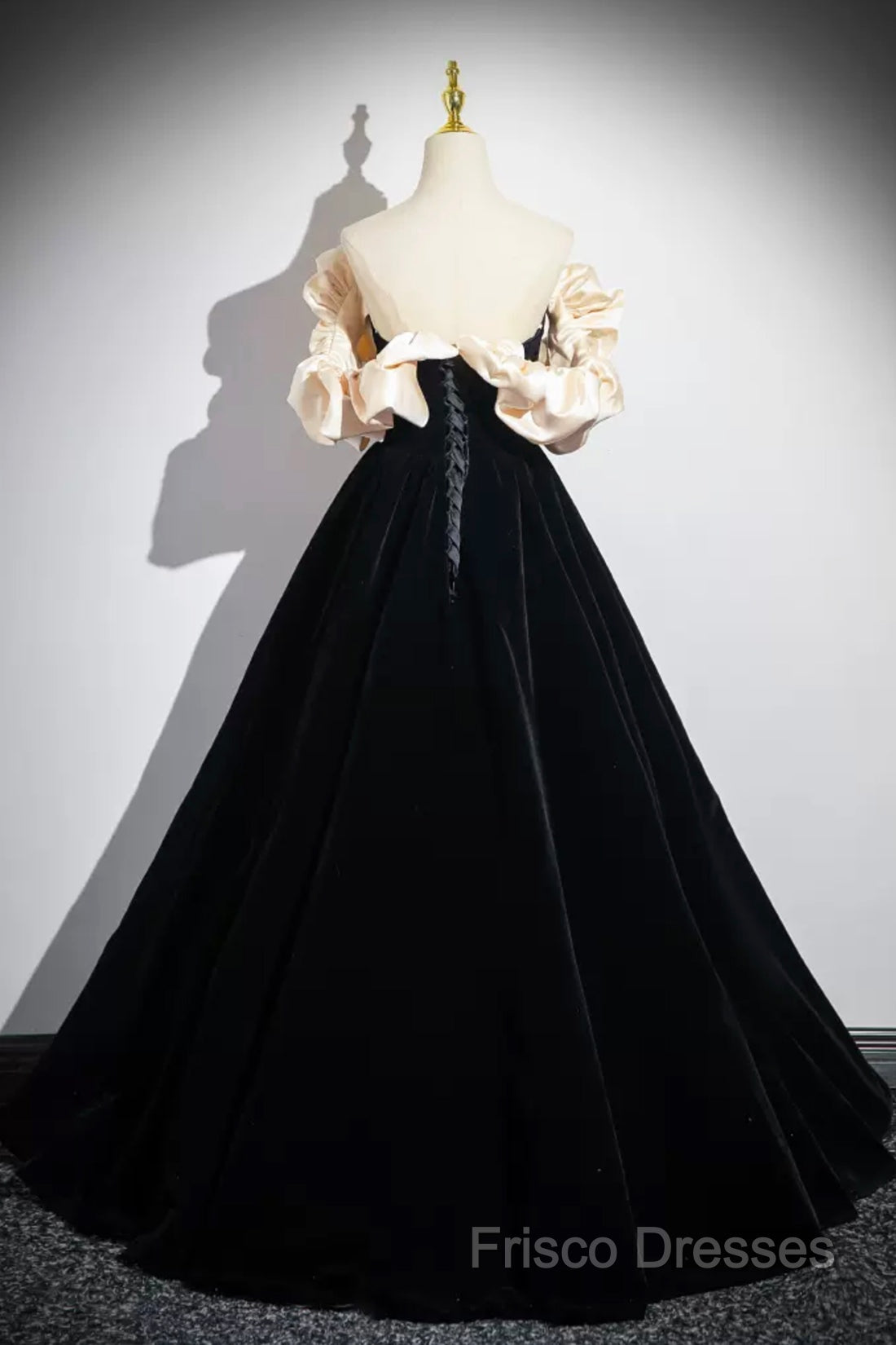 Black Velvet Long A-Line Formal Prom Dress, Off The Shoulder Formal Party Dress
