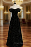 Black Velvet Off the Shoulder Formal Prom Dress