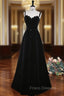 Black Velvet Short Sleeve Square Neck Pearls Formal Prom Dress
