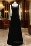Black Velvet Straps Beading Formal Prom Dress