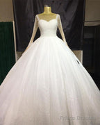 Bling Ball Gown Wedding Dress With Sleeves