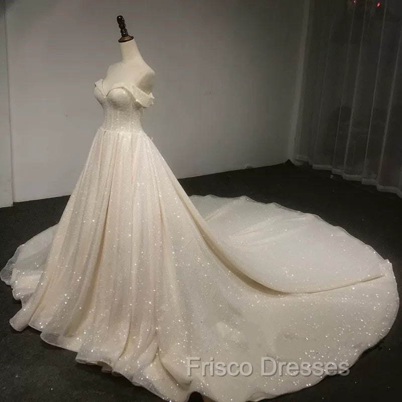 Bling Bling Wedding Dress Sequins Off Shoulder Secondary image