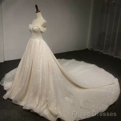 Bling Bling Wedding Dress Sequins Off Shoulder
