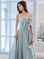 Blue A Line Long Prom Dress, Blue Formal Party Dress